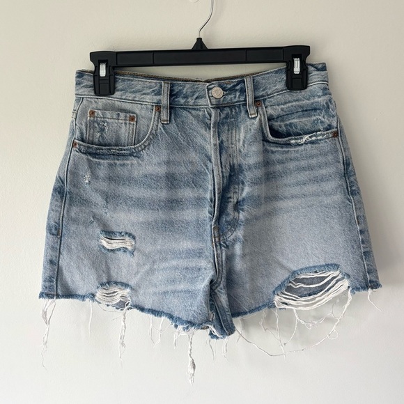 PacSun Ultra High Rise Vintage Short Distressed Jean Shorts Light Wash Denim - Picture 1 of 7